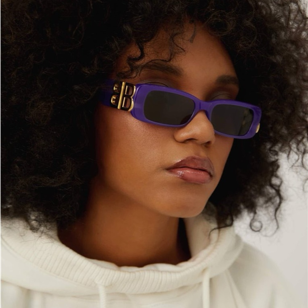 NEW BALENCIAGA BB0096S 004 SQUARE VIOLET GREY UNISEX SUNGLASSES BALENCIAGA